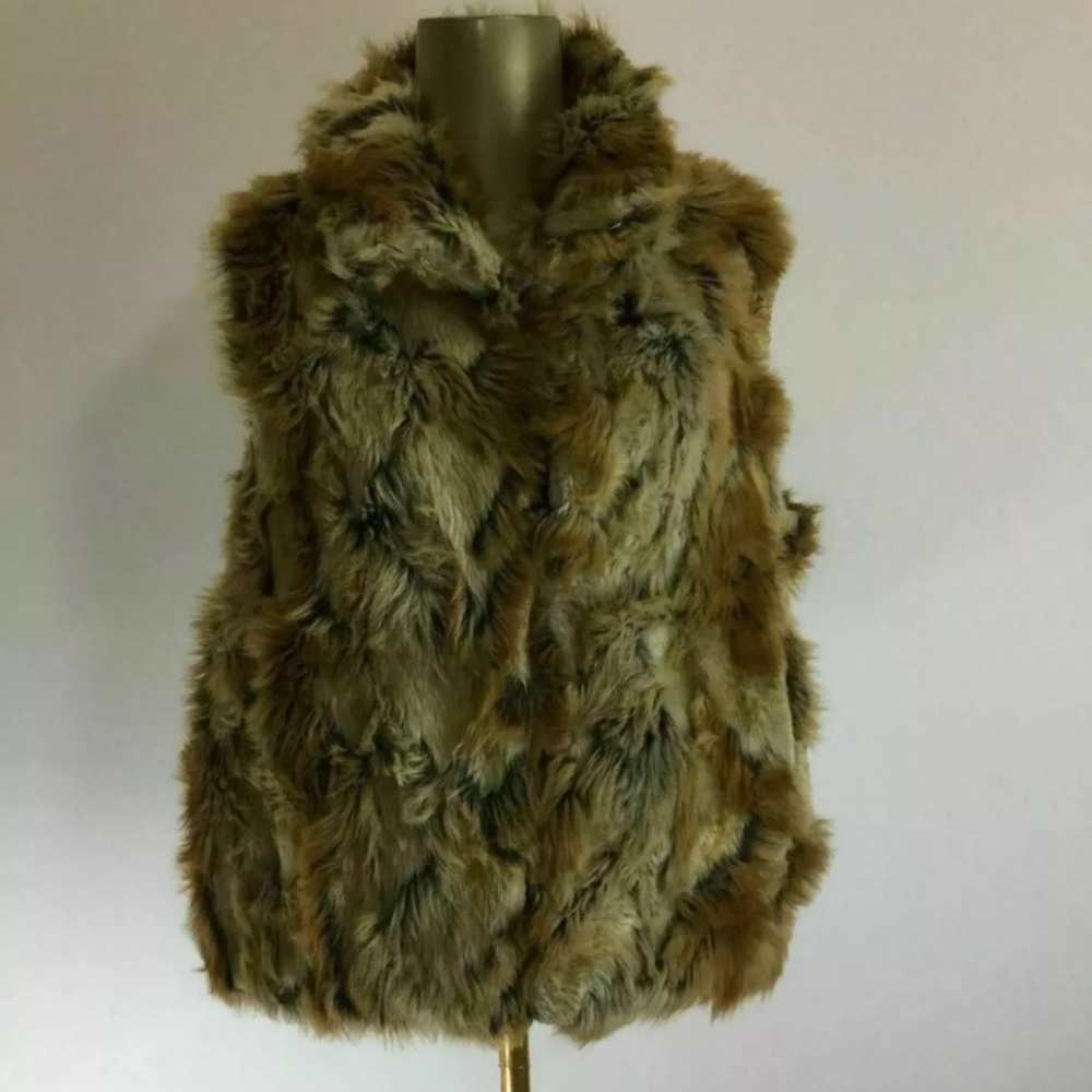 Luxurious Faux Fur Cardigan Vest - Tan